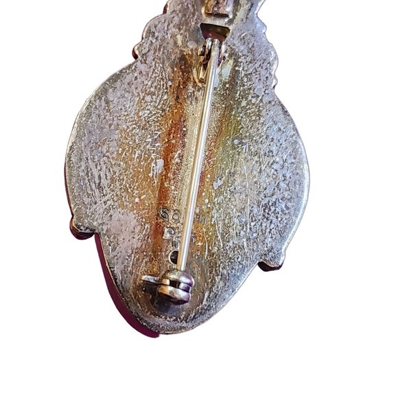 Vintage Sajen 925 Sterling Abalone Shell Crowned Goddess Pendant Brooch (A2118) - Picture 3 of 5
